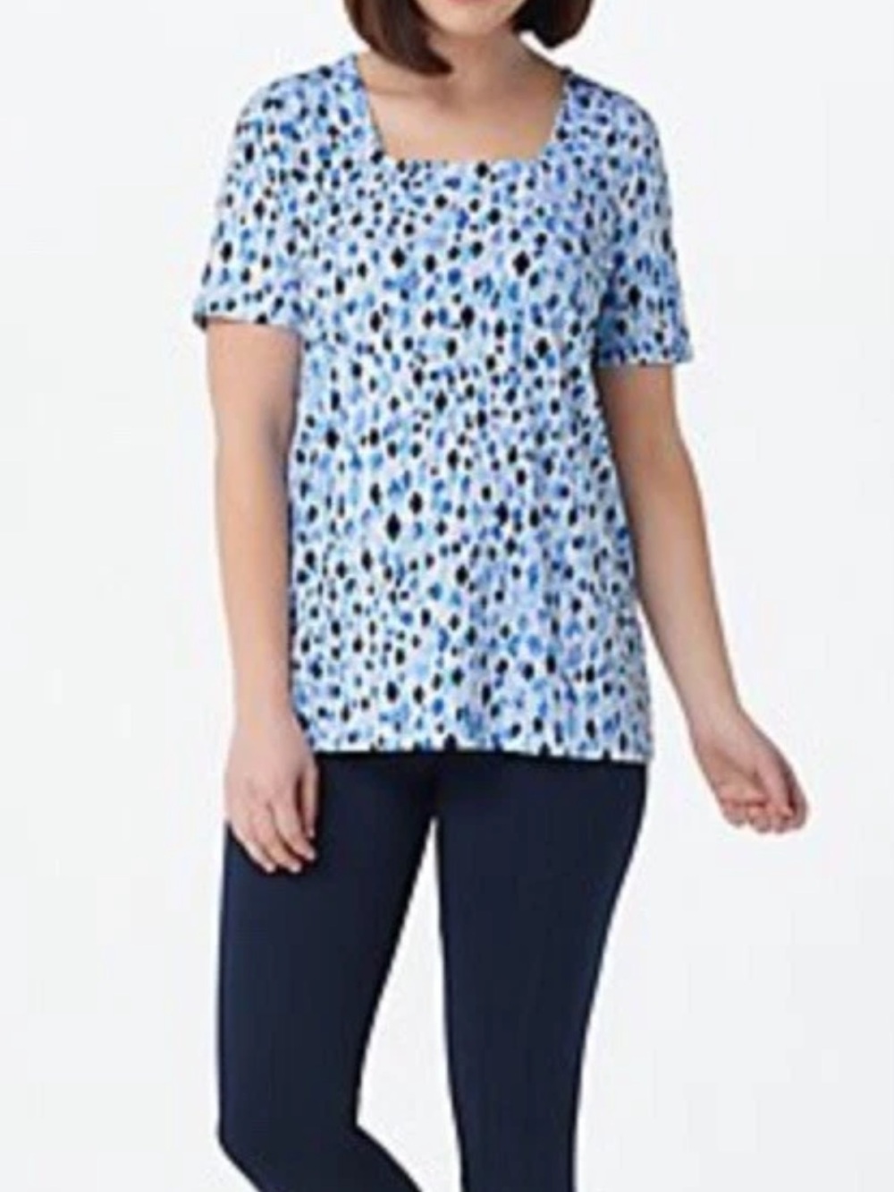 SUSAN GRAVER BLUE DIAMOND  PRINT TOP SZ LG EUC